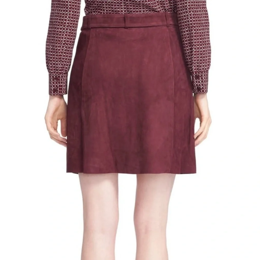 Kate Spade A-Line Mini Skirt Size 12 Spencer Court Wine Goat Suede Leather